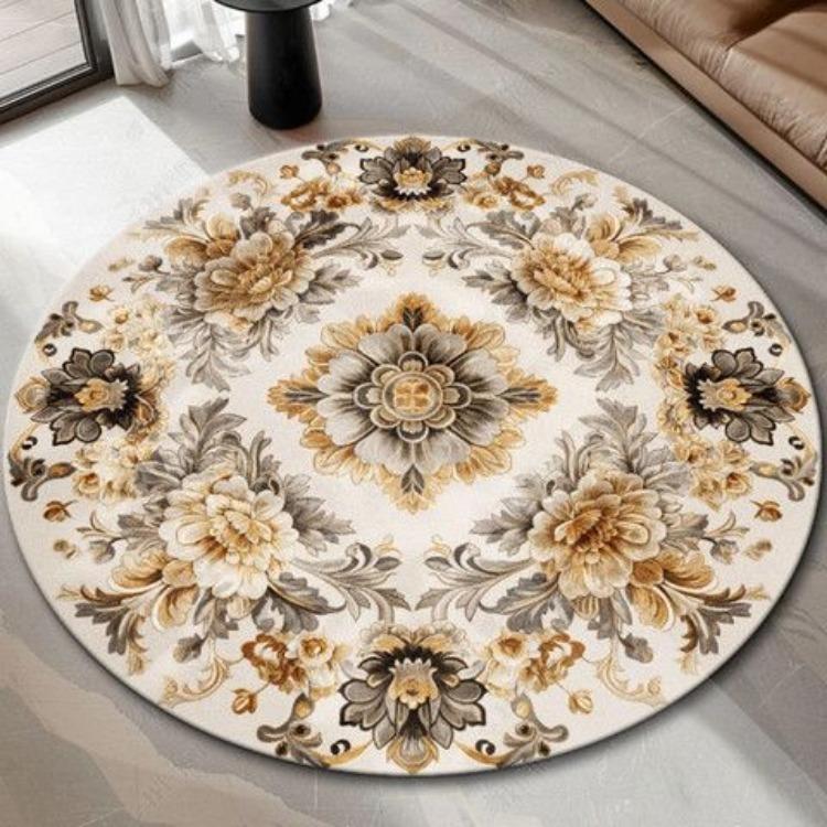 Floral Circular Living Room Coffee Table Carpet Balcony Rocking Chair Hanging Basket Bedroom Bedside Dressing Table Computer Chair Cushion