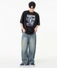 MOZMOZ Scream Pigment Oversized Short Sleeve T-Shirt Black