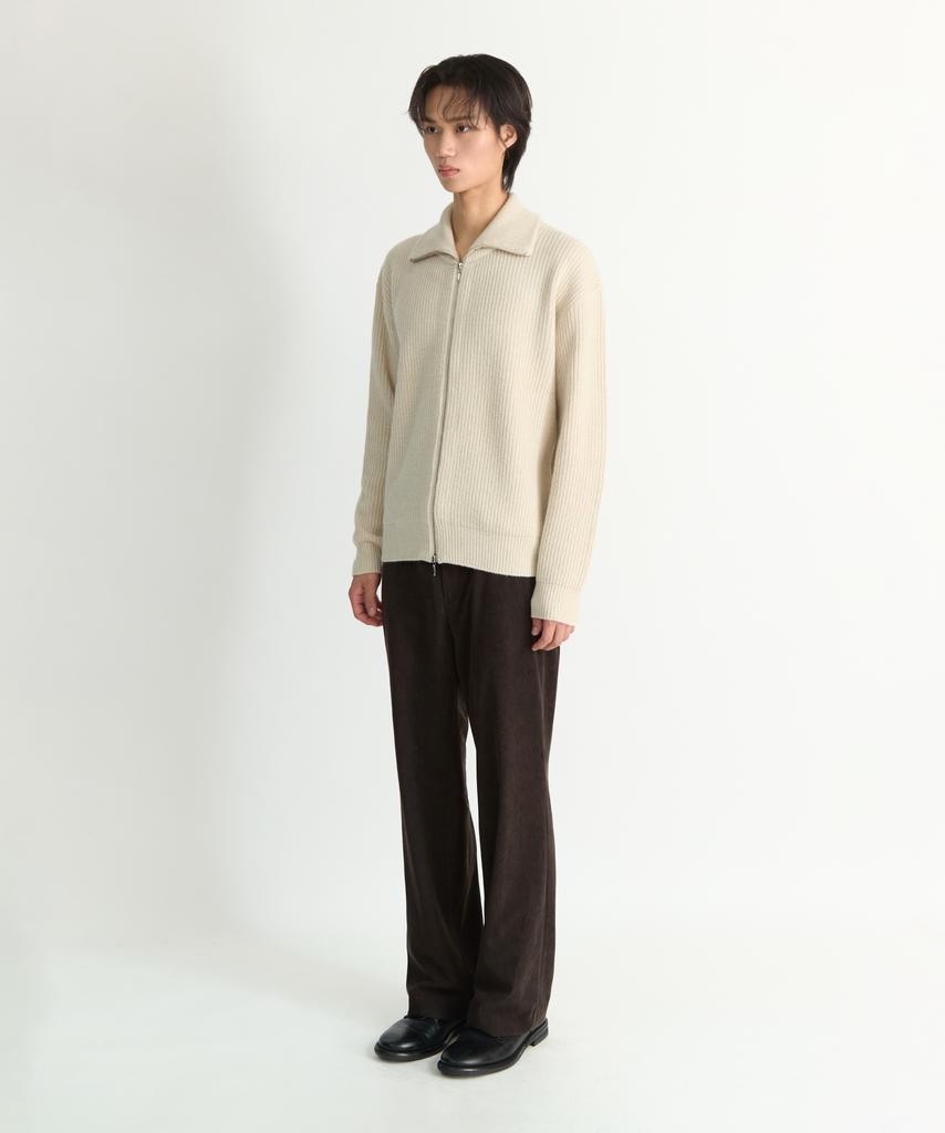 NONBLANK Loose Fit Zip-Up Collar Knit_Cream Beige