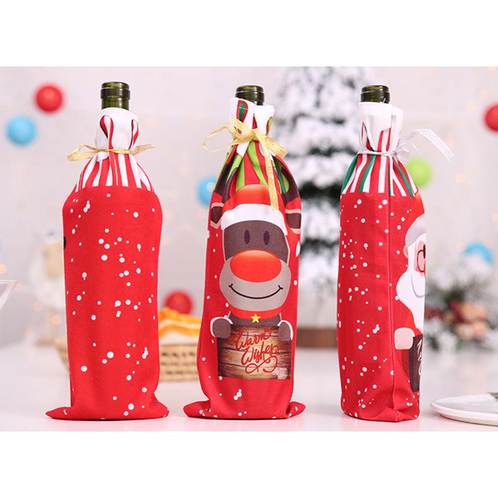 Borsa per bottiglia di vino in stile natalizio con motivo stampato Babbo