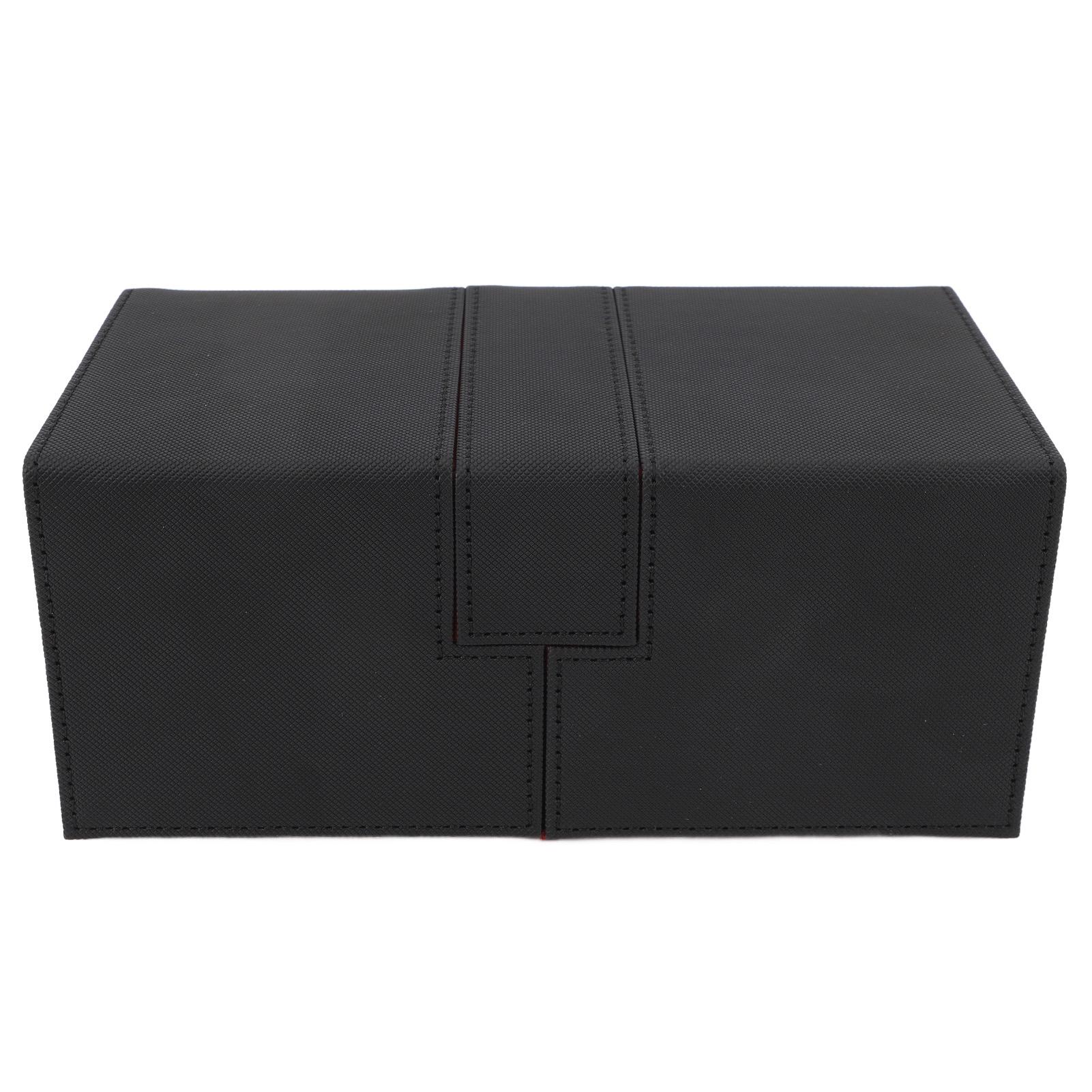 Card Deck Box with 3 Drawers Large Capacity Magnetic Closure PU Lther Game Card Storage Box for Holding Over 200 Cards