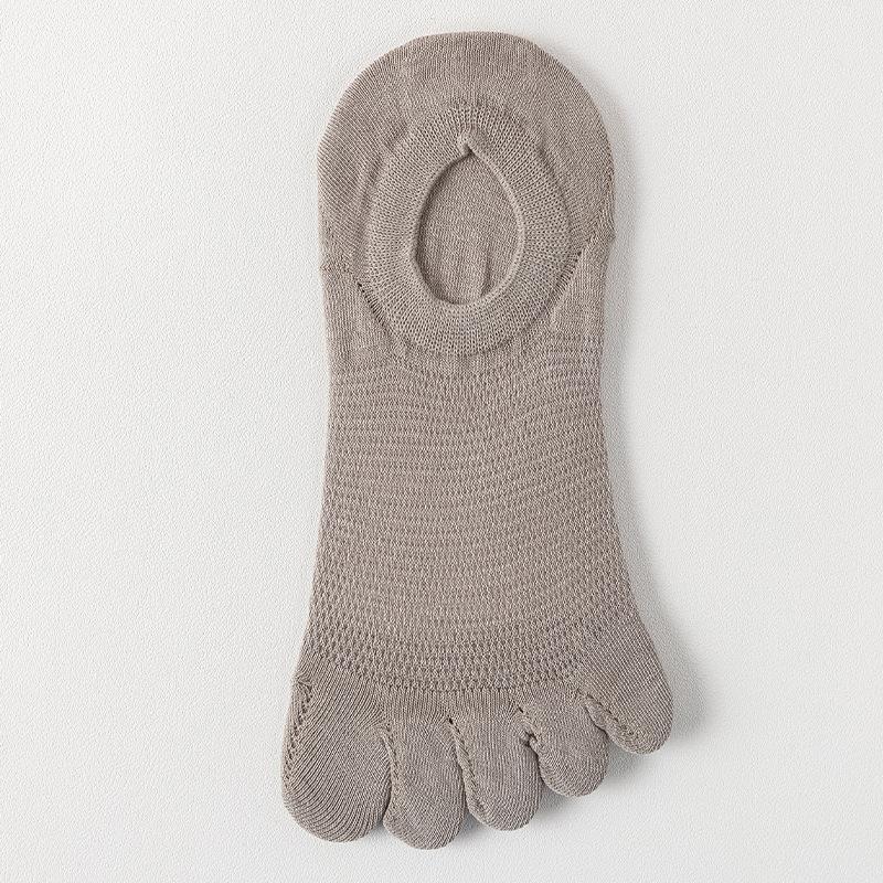 Men Summer Thin Shallow Mouth Invisible Boneless Anti Pilling Can Not Drop Heel Five Finger Socks