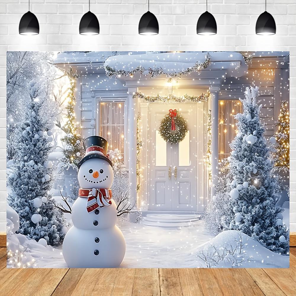 VIKAMA Christmas Snow Landscape Tapestry Snowman Pine Forest Living Room Background Wall Christmas Party Room Decoration