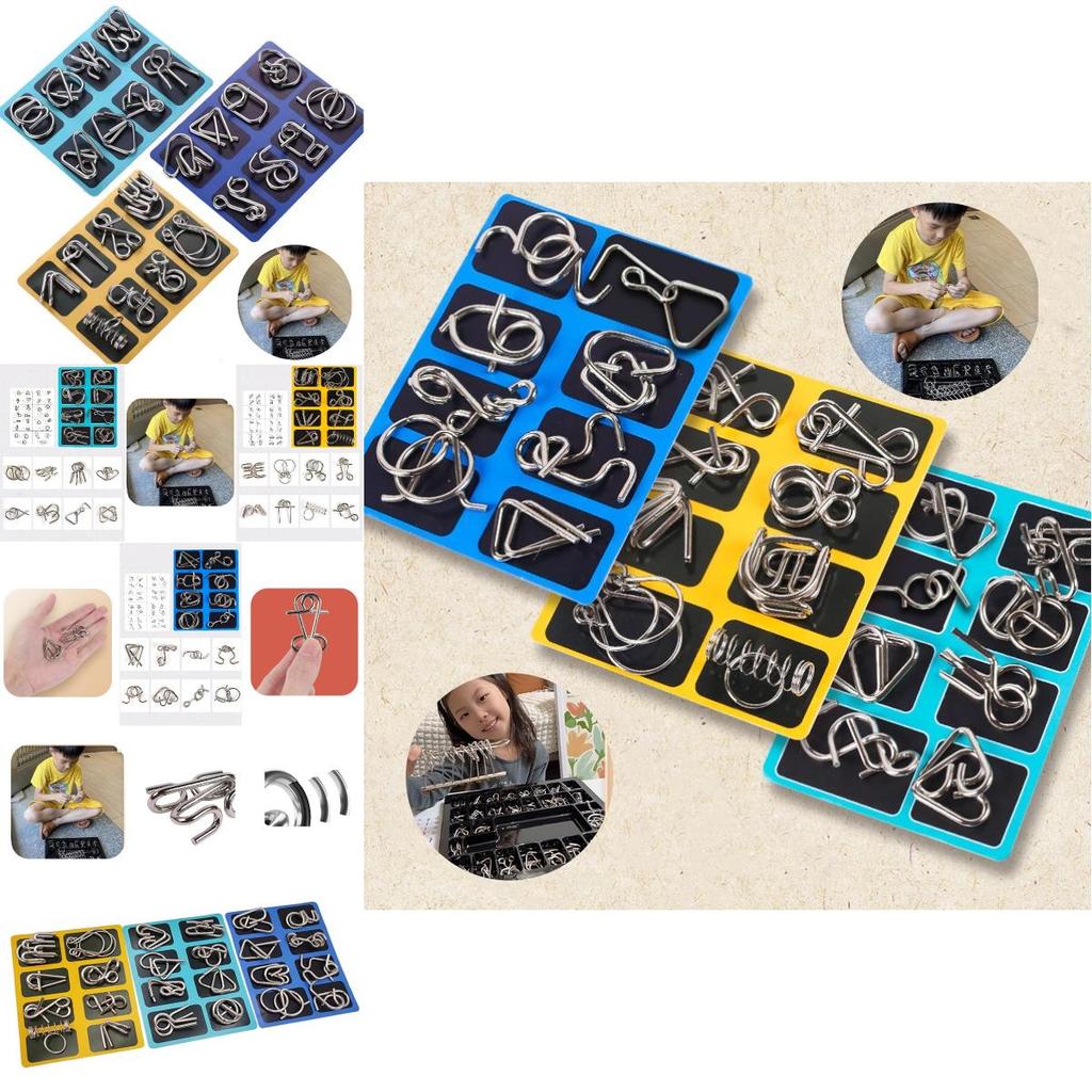 Children's Intelligence Toy Set Nine Linked Rings Puzzle, Brain Teaser Gift, Full Set Of Unlocking Rings, Eight Pieces, Lu Ban Lock