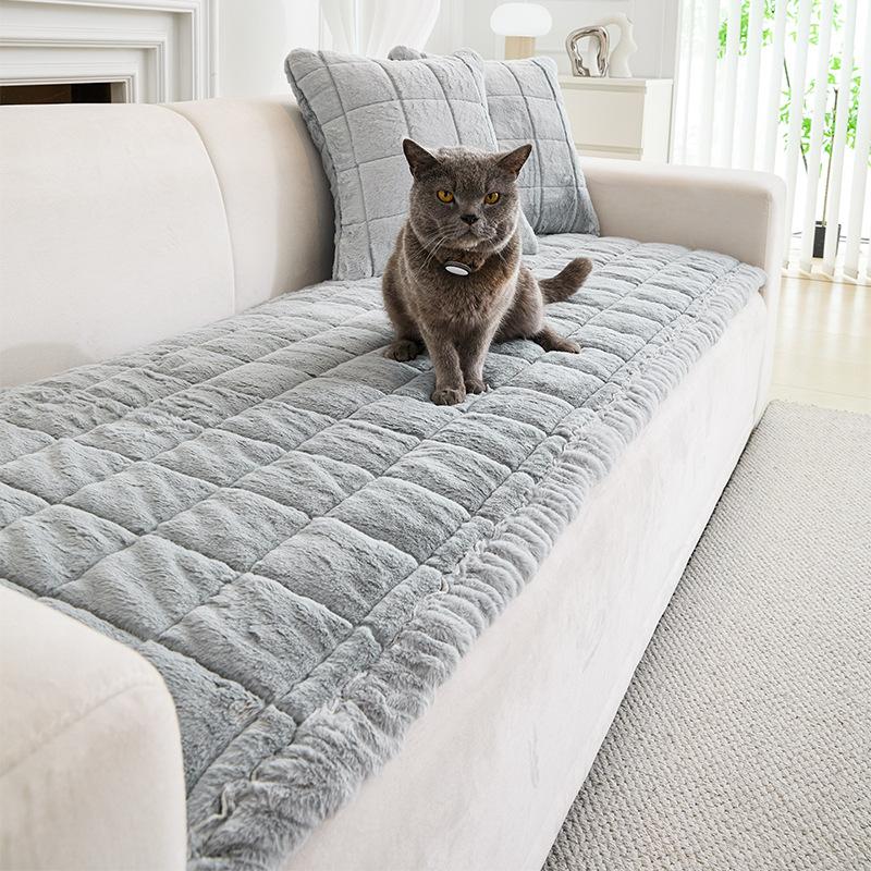 Thick Plush Sofa Cushion Non Slip Winter Warm Sofa Pad Simple Design Soft Cozy Sofa Cover