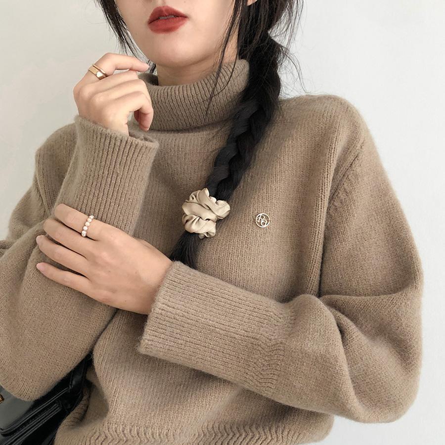 High Neck Sweater for Women In Autumn and Winter Soft and Loose Fit High Texture Knit Sweater Thick Top