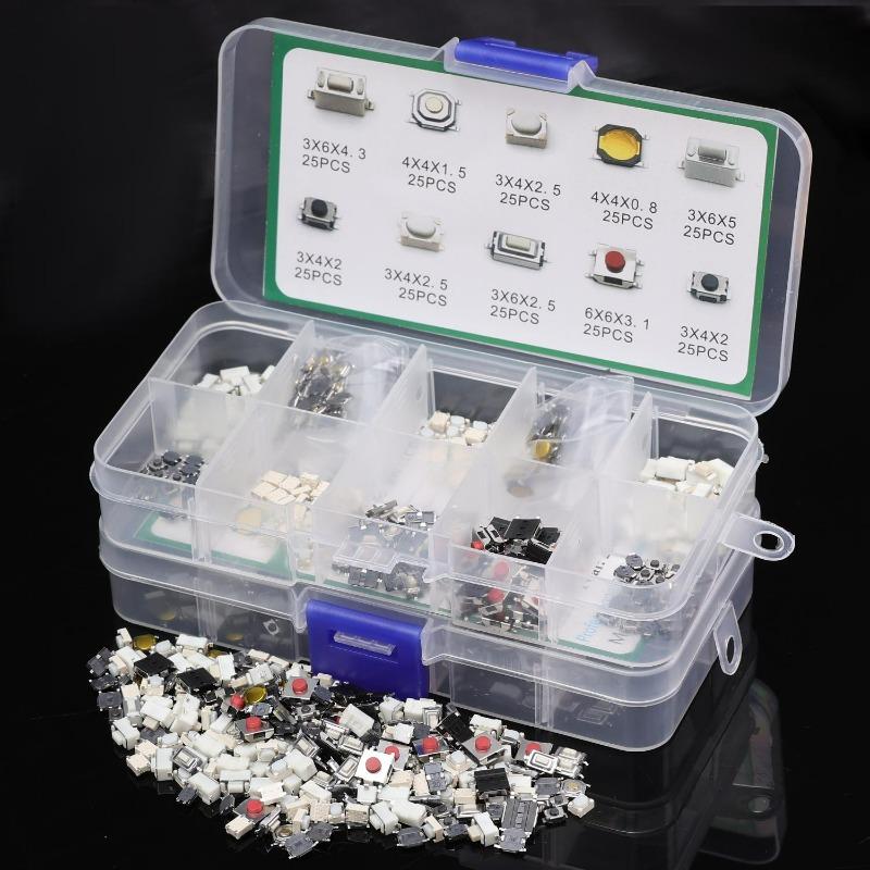 100/250pcs Tactile Push Button Switch 10 Types Remote Control Button Switches Microswitch Car Keypad Momentary Keys Buttons