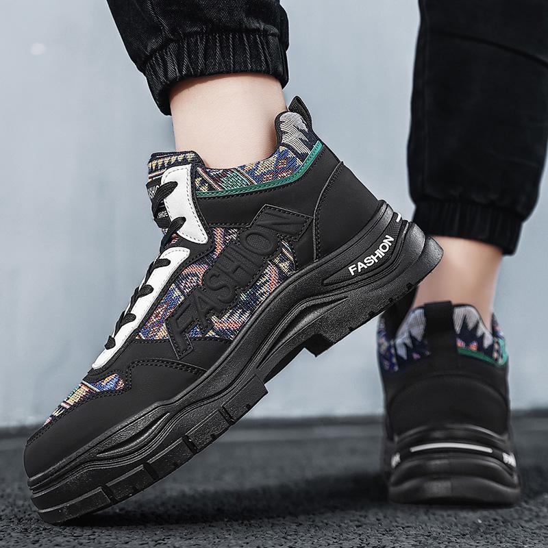 Heren Casual Vier Seizoenen Mode Hoge Top Studenten Comfortabele Sneakers Jongens Trendy Zachte Zool Ademende Schoenen