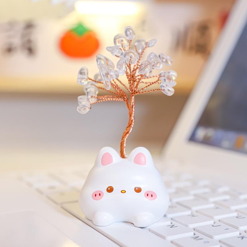 Dudu Animal de Estimação Fofo Árvore de Cristal Resina Artesanato Enfeites de Cristal Caixa de Presente Decorativa Casa Carro Console Central Bonecas Animal