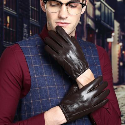 Real Sheepskin Touch Screen Gloves for Men In Winter Driving with Warmth and Fleece Korean Business Real Sheepskin Gloves
