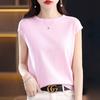 Knitted Sweater Short-sleeved T-shirtround-neck Summer Short Top New Loose Slimming Vest