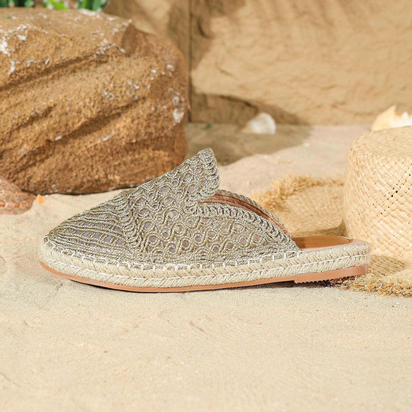 

Slippers Mesh Women Outdoor Bohemian Beach Sandals 2026 Summer Flats Comfort Csaual Lady Mule Shoes Zapatos De Mujer Sandalias 36 серый