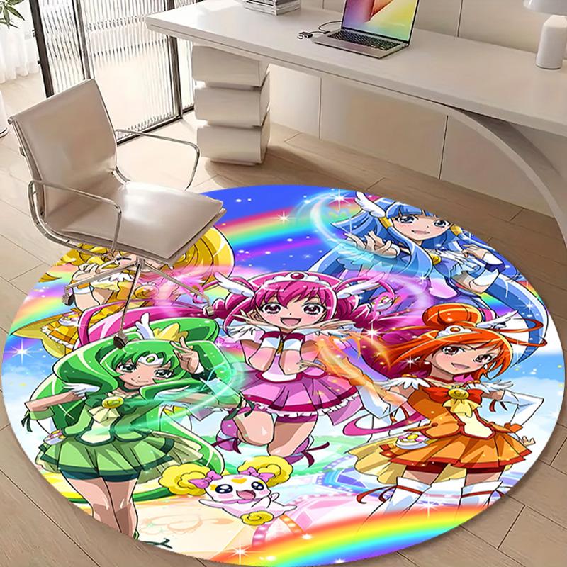 1pc Pretty Cure1 Design Printed Area Round Carpet for Bedroom Living Room Home Decor Rugs Mat Non Slip Mat Rug for Bedside