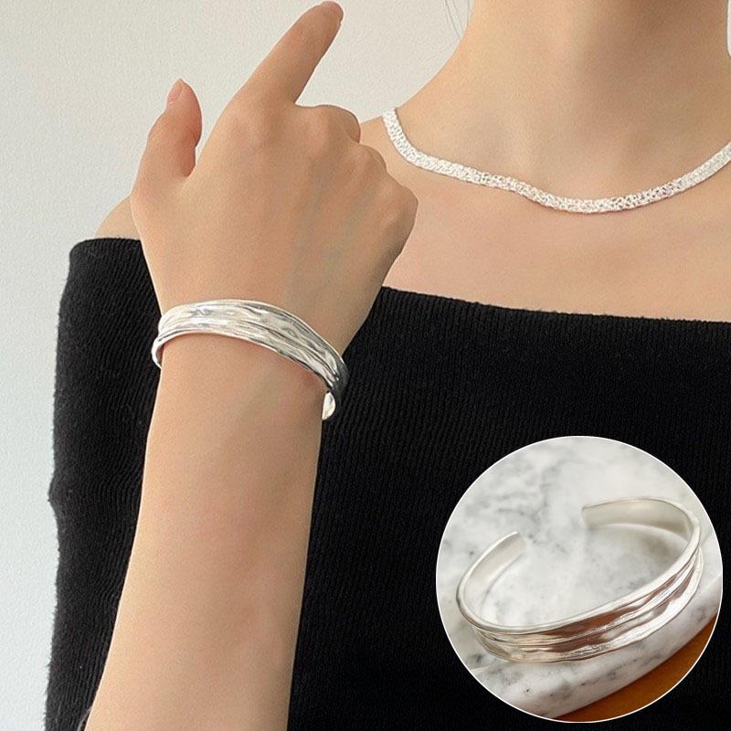 Retro Braided Open Bangle: S925 Silver Plated Unisex Bracelet - Trendy Heavy Industry Design