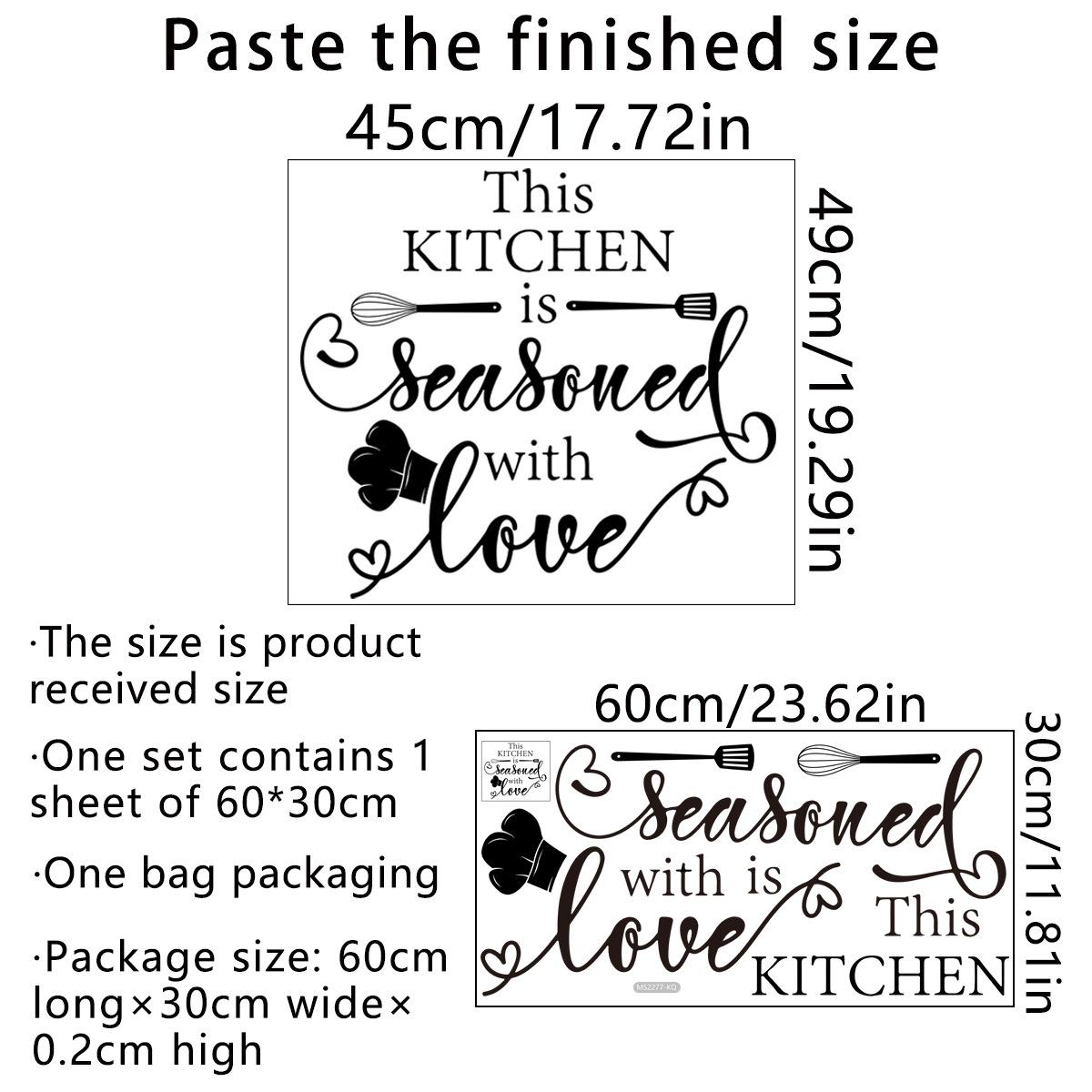 

Modern Style Kitchen Wall Sticker Removable Wall Decal Simple Peel-off Backing