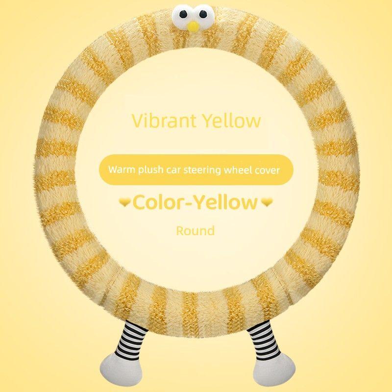 

Car Steering Wheel Cover for Women, Winter Plush Cute Steering Wheel Cover, Protective Cover, Winter Warm and Non-Slip, Binguo Seagull Vibrant Yellow [Round Shape]