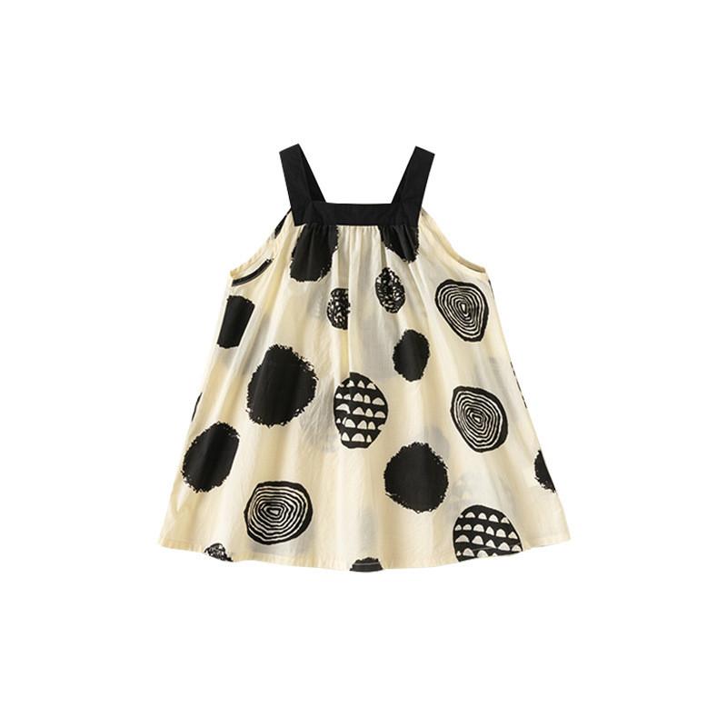 Girl Summer Dress With Cotton Fabric And Dot Pattern For Ages 3 To 8