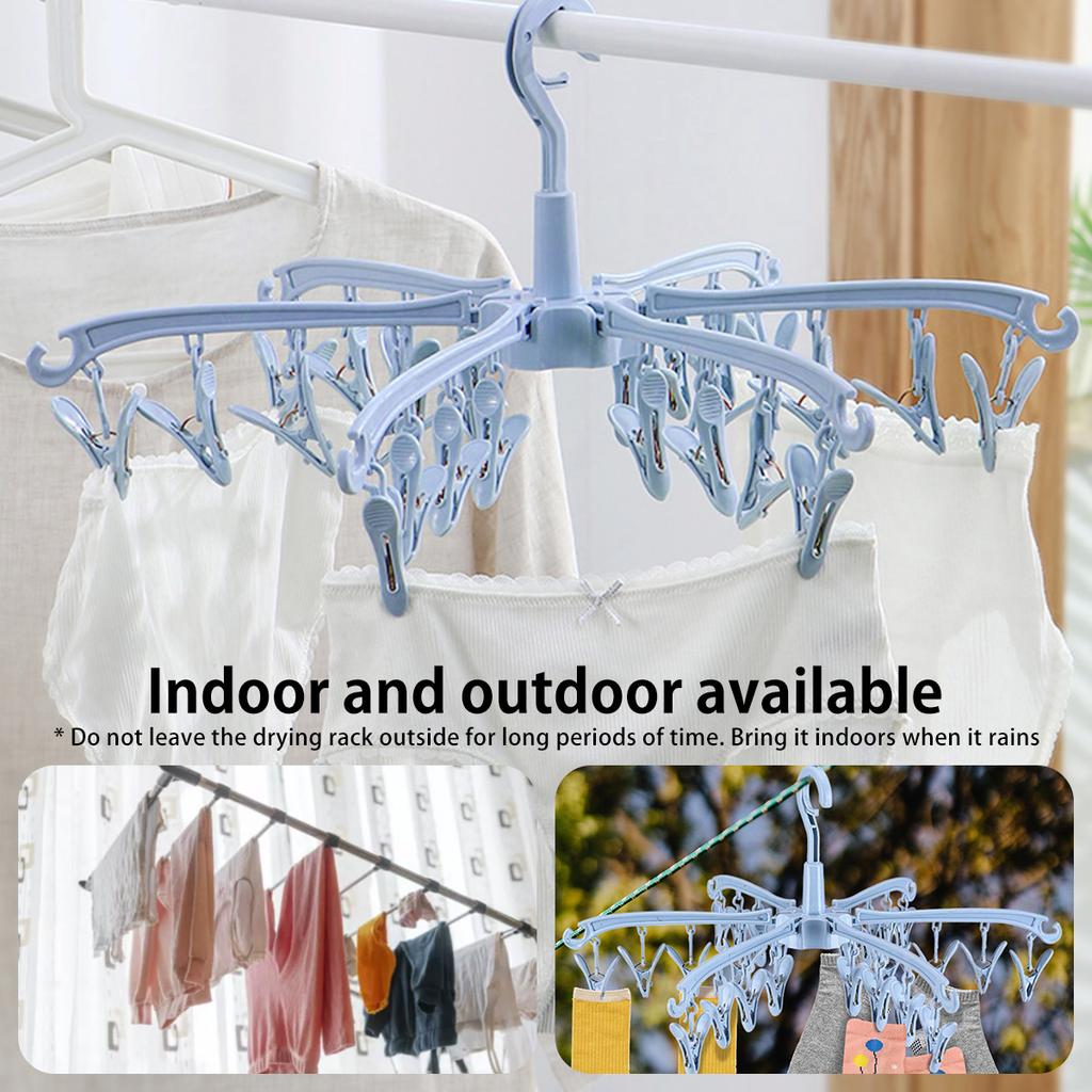 Stojan na sušení ponožek Skládací Věšák na prádlo 24 kolíčků Plastový Otočný Sušák Stojany na sušení prádla Organizace na spodní prádlo