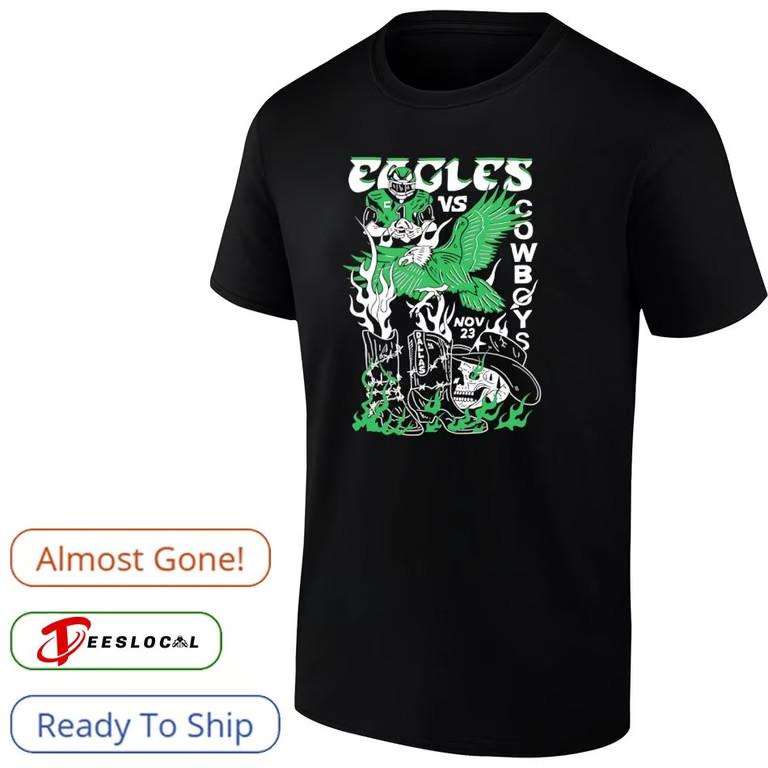 Dallas Cowboys vs Philadelphia Eagles skull cowboy boots shirt Unisex T-Shirt XXXL