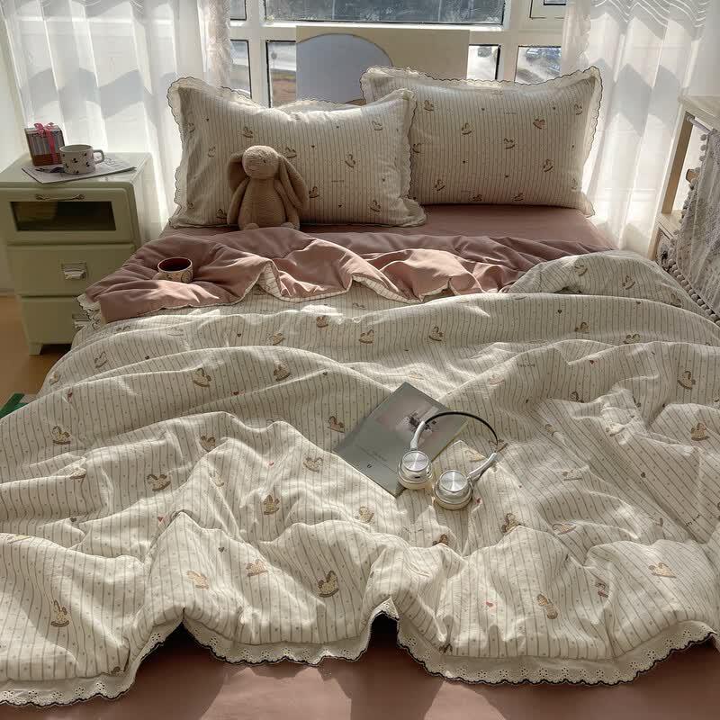LISM Washed Cotton Lace All-Season Quilt