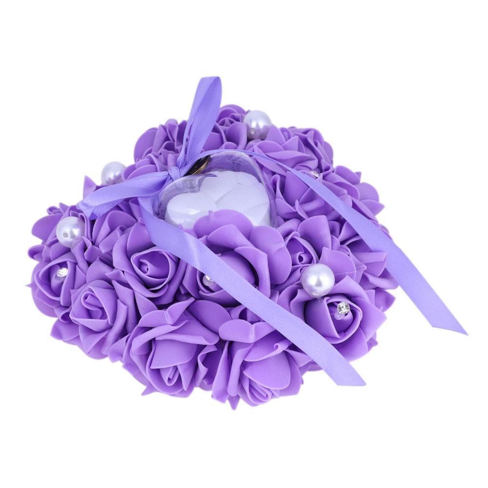 Romantic Rose Wedding Favors Heart Pearl Gift Ring Box Pillow Cushion White Red