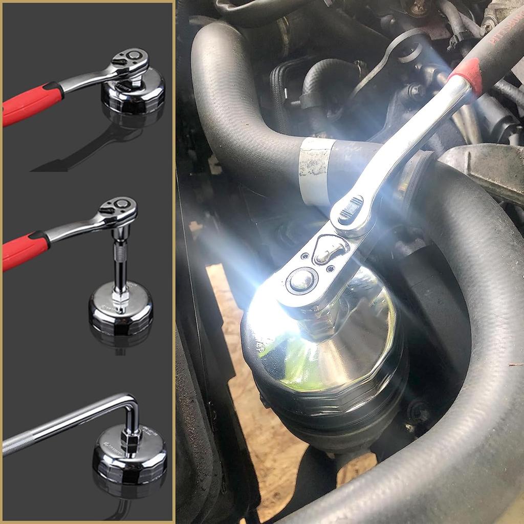 Mreoocar 14Flutes Oil Filter Wrench for Sprinter Jeep and Dodge Oil Filter Cap Socket Removal Tool for Changing Oil