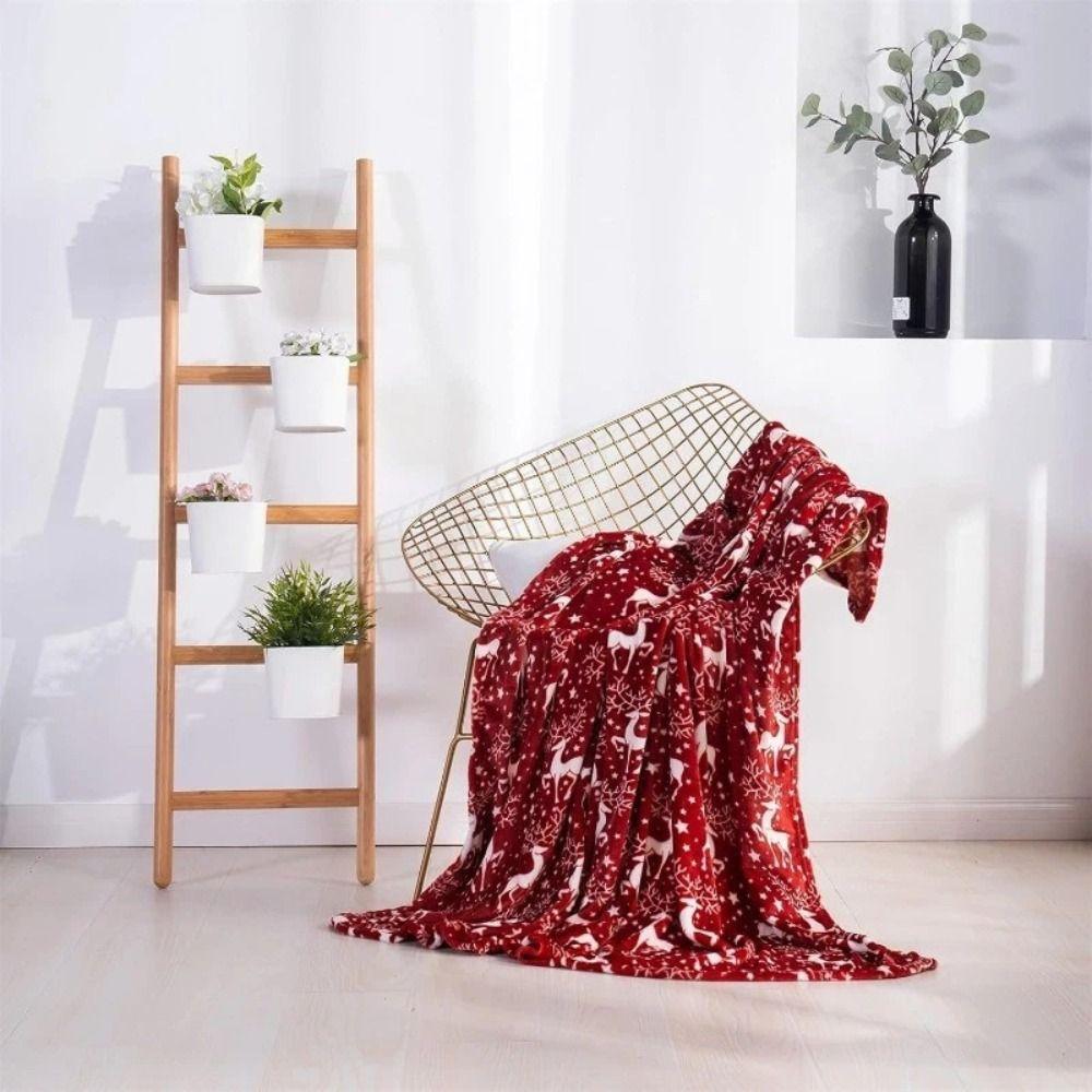 Soft Cosy Snuggle Blanket Elk Snowflake Xmas Fleece Blanket Sofa Blanket  For Bed Sofa Office
