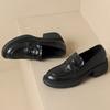 Women's Loafers Spring and Autumn Retro Platform Shoes One-pedal Leather Shoe Women's New British Thick Heel Pumps Shoes Women