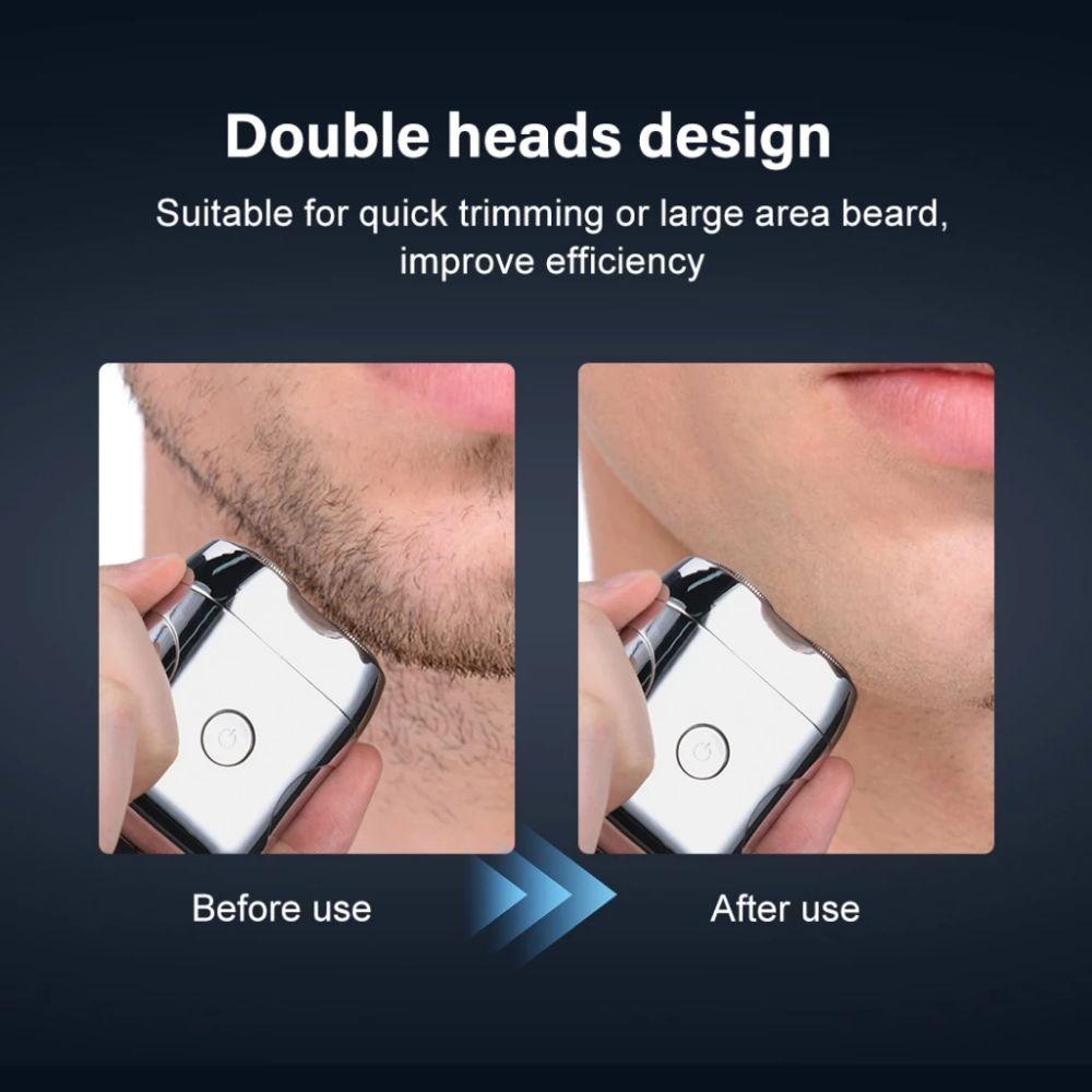 Ultra Clean Electric Shaver Washable Mini Shaving Rechargeable Double Head Razor  Beard