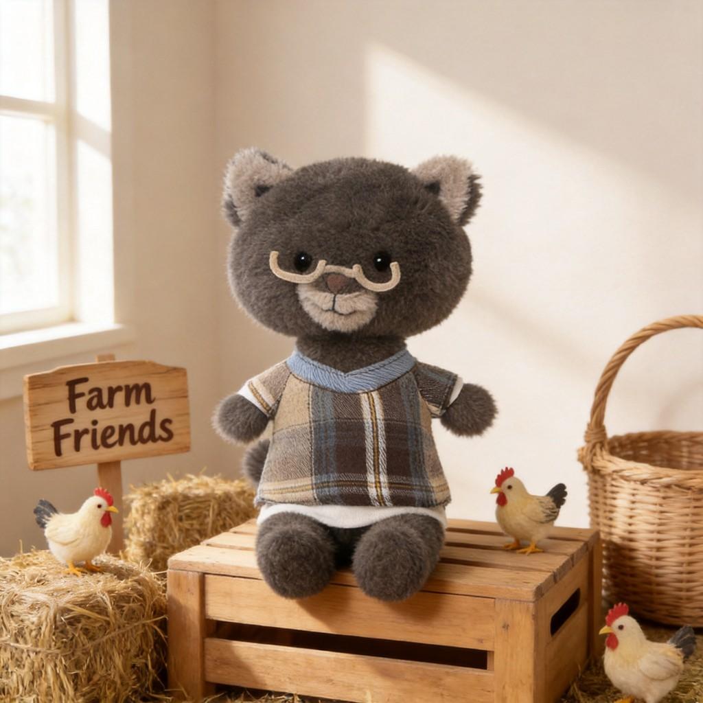 Short Plush Farm Series Stuffed Doll Bear Deer Sheep Cow Squirrel Animal Plush Toy For Gift Decor
