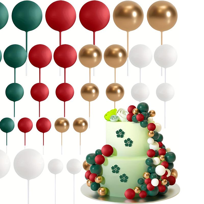 20 szt./Opakowanie 4 cm Piłeczki Toppery na Tort Dekoracje Mini Baloniki Patyczki do Topperów Złote Piłeczki Wykałaczki do Tortu Piłeczki Toppery na Tort Dekoracje Tortowe