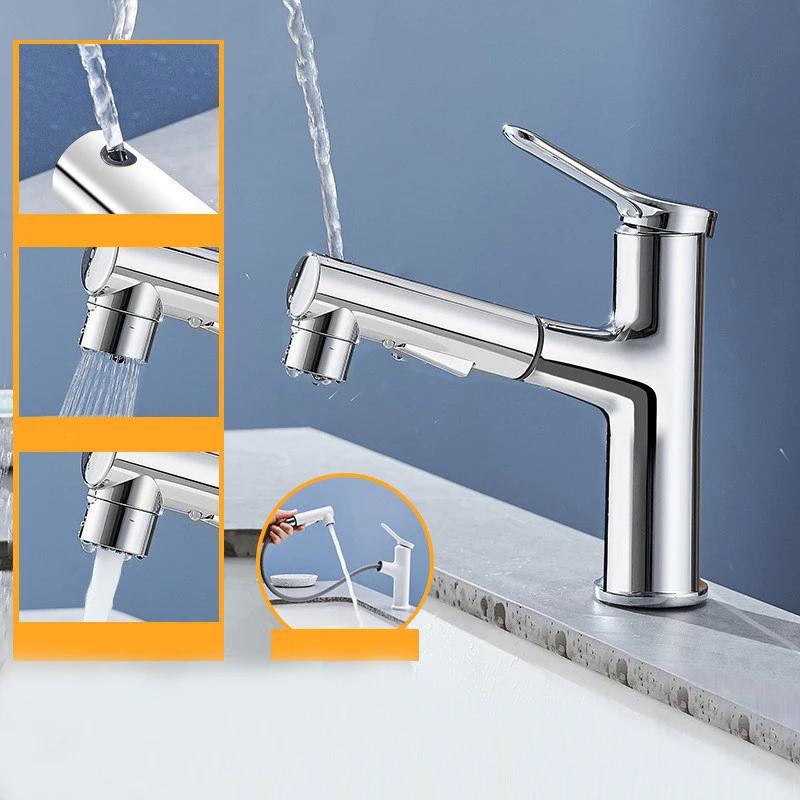 Grey Bathroom basin faucets basin mixer sink faucet Pull Out bathroom water mixer Chrome White Modern Washbasin faucets Black