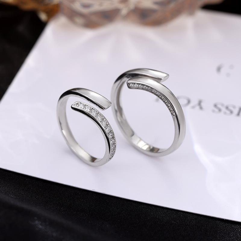 Banyan Tree S925 Silver Mobius Couple Rings - Korean Geometric Design