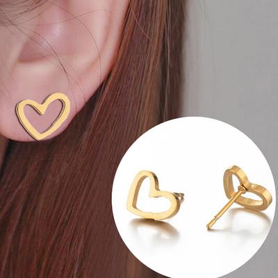 Stainless Steel Earrings Simple Fashion Black Plated Design Heart Hollow Earrings For Women Zircon Party Gifts Recommendation