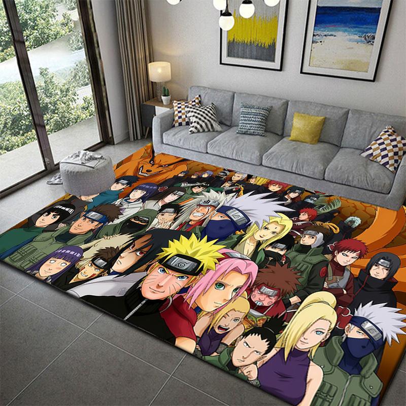 Naruto Ninja Technique Print Area Rug Non-Slip Soft Mat for Gaming Room Decor