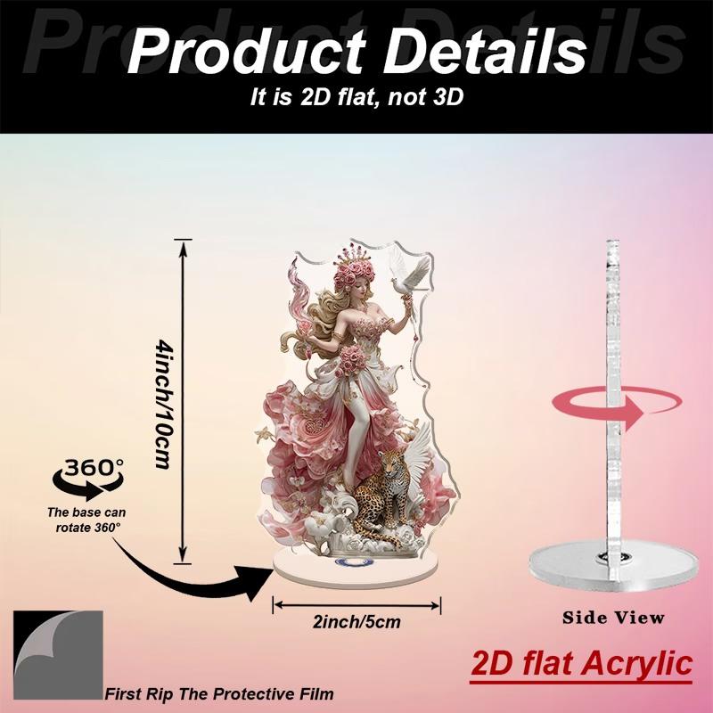 2D Flat Rotating Acrylic Desktop Decor Forest Goddess Design Table Figurine Meditation Goddess Home/Office Decoration Perfect Gi
