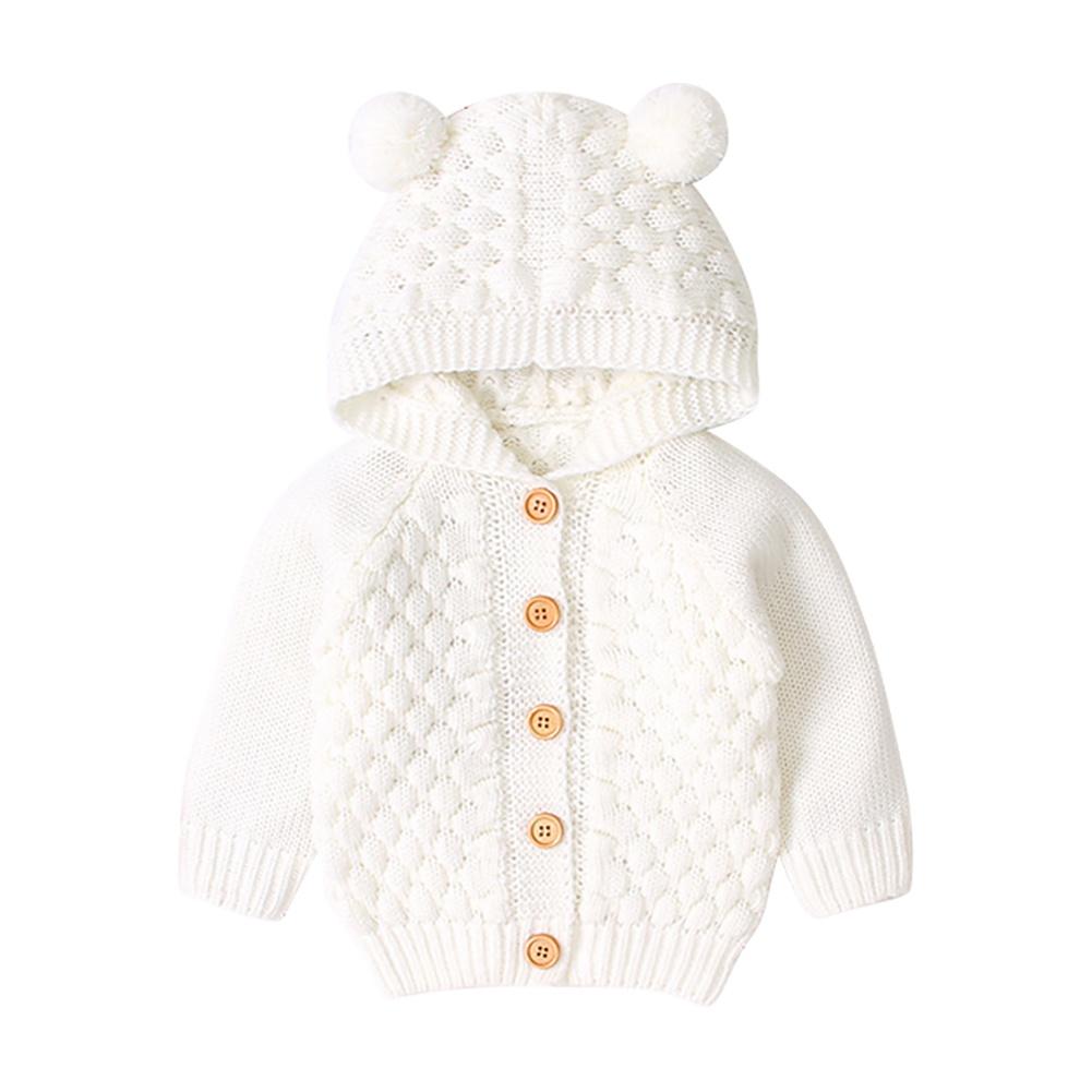 

Вязаный кардиган с капюшоном для новорожденных, весенне-осенний свитер на пуговицах 66