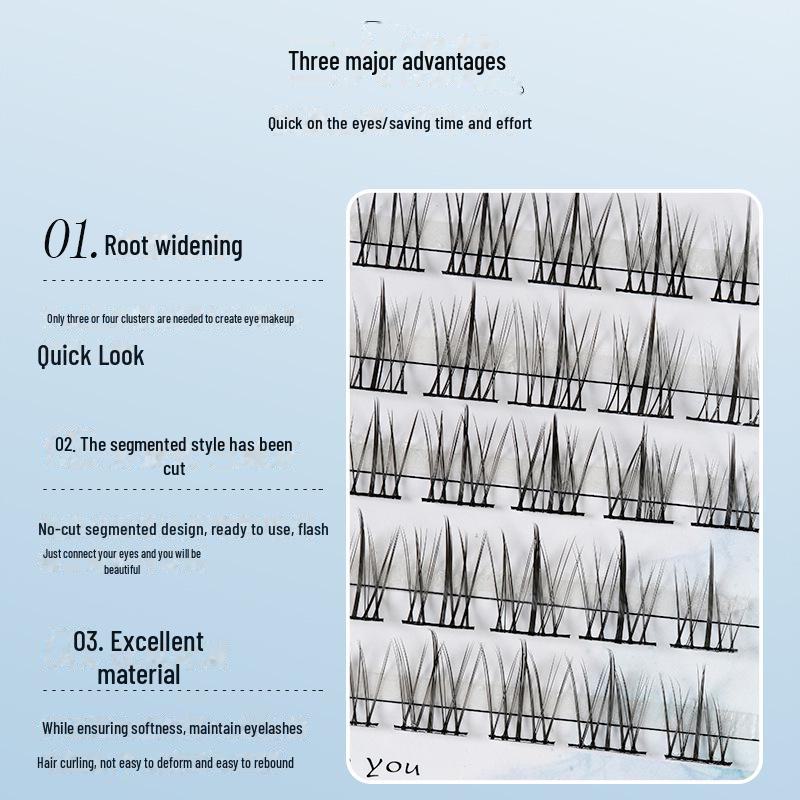 Taihua Yanghua Natural Comic Cluster False Eyelashes - Pre-Cut, Thin Stem, Daily Wear