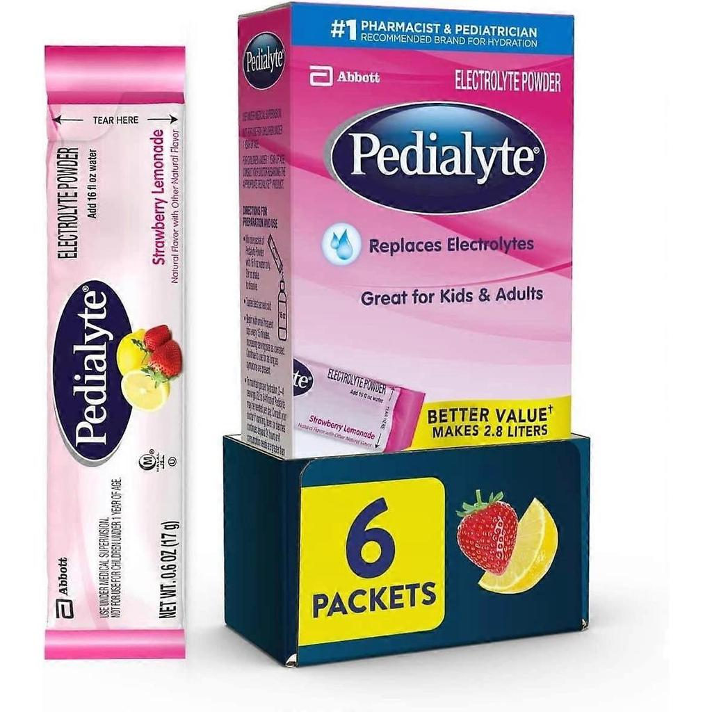Pedialyte Powder Packets, Strawberry Lemonade, 6 Ea