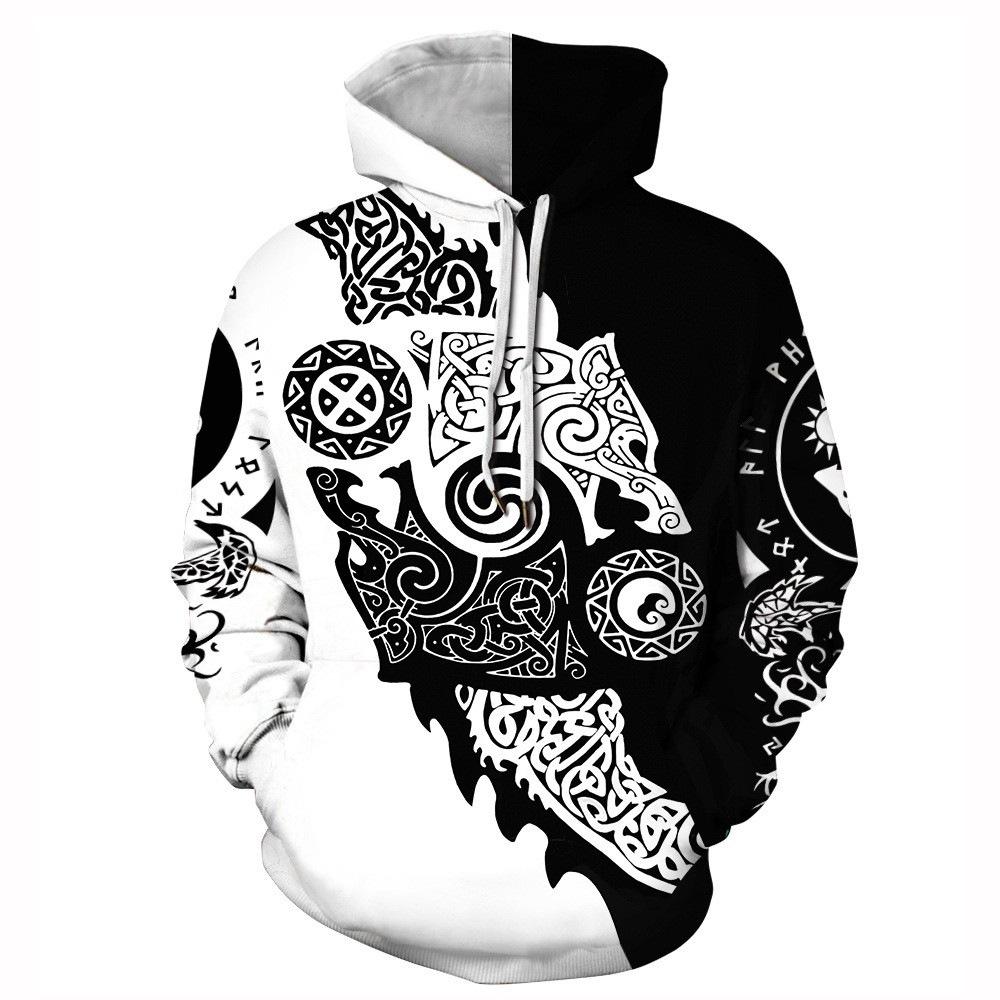 Spring and Autumn Models Trend Personality Creative Series 3D Printing Long-sleeved Sweater Fashion with Pockets Hoodie