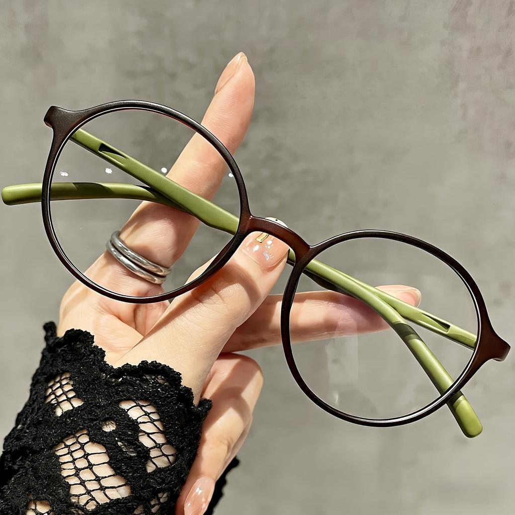 1PC Women's Lightweight and Simple Round-frame Glasses, Fashionable Glasses with Transparent Lenses, Suitable for Daily and Special Occasions