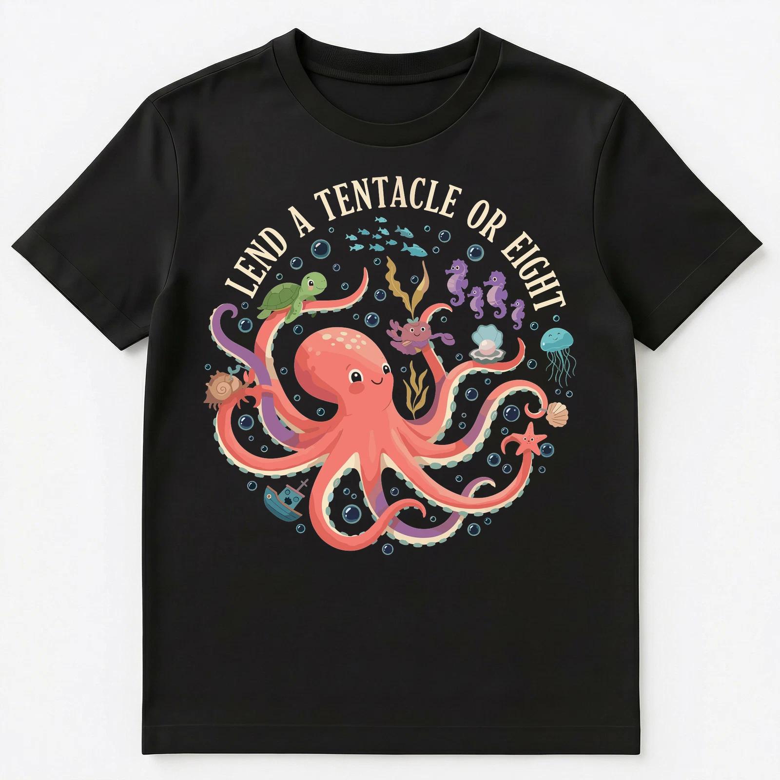 

Lend A Tentacle Or Eight Ocean Creatures Design Unisex T-Shirt XL