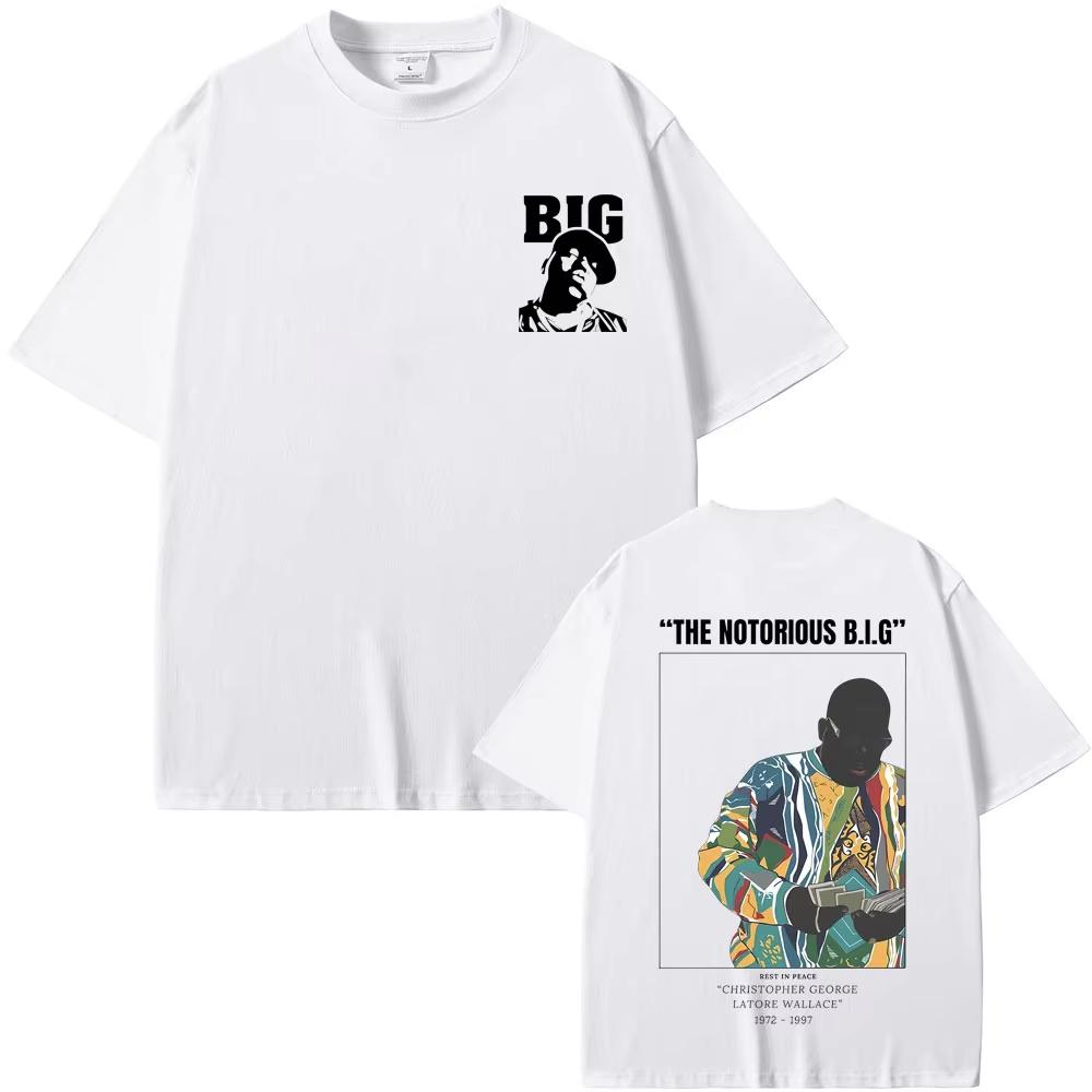 Vintage The Notorious B.I.G. Biggie Smalls Graphic Print Unisex Fashion Hip‑Hop Men's Pure‑Cotton Loose‑Fit T-shirt