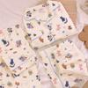Mengqu Happy Bear Spring And Summer Pajamas Women'S Summer Short Sleeve Three-Piece Cute Loungewear