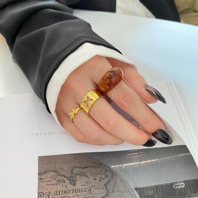 Zovoli Punk Cool Hiphop Women Chain Rings Multi Layer Adjustable Open Finger Rings Set Metal Alloy Man Rings Event Gathering Souvenir Present