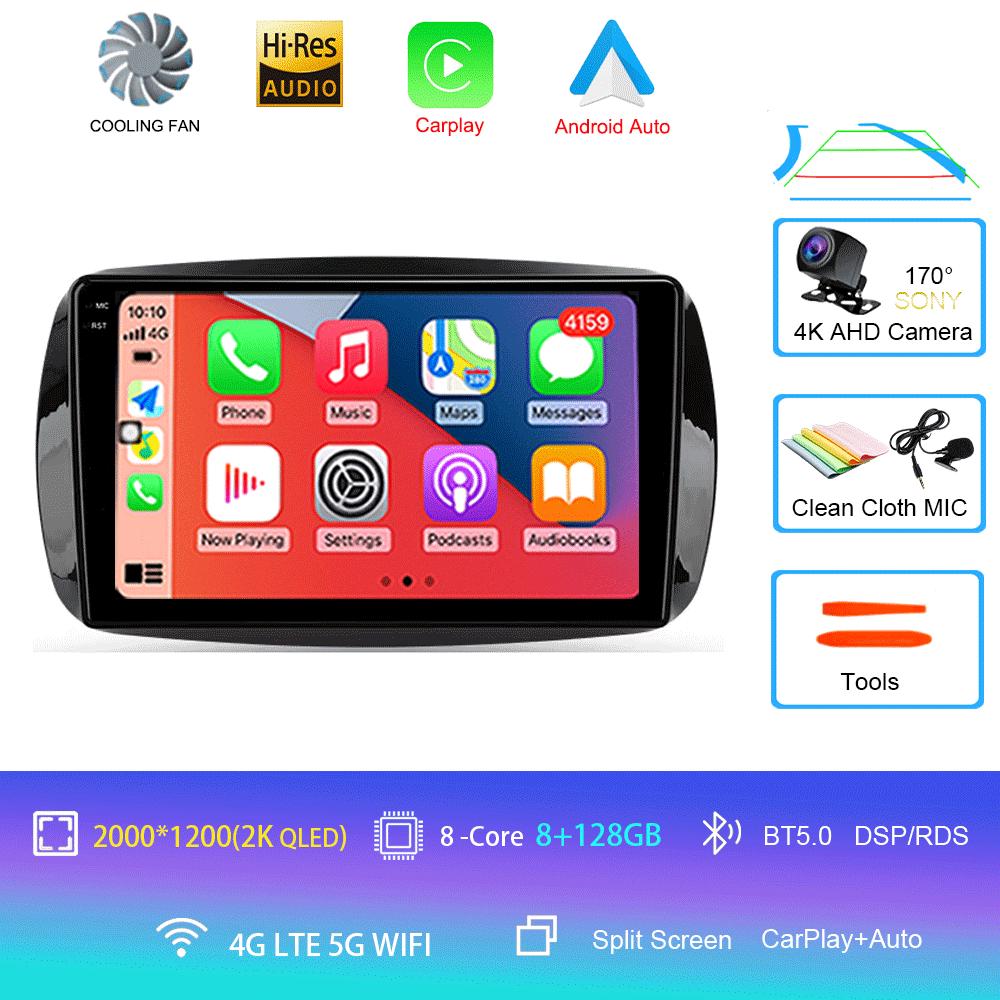 Car Radio Android 14 Carplay For Mercedes Benz Smart 453 Fortwo 2014 2015 2016 -2020 Multimedia Player Navigation GPS Stereo DSP