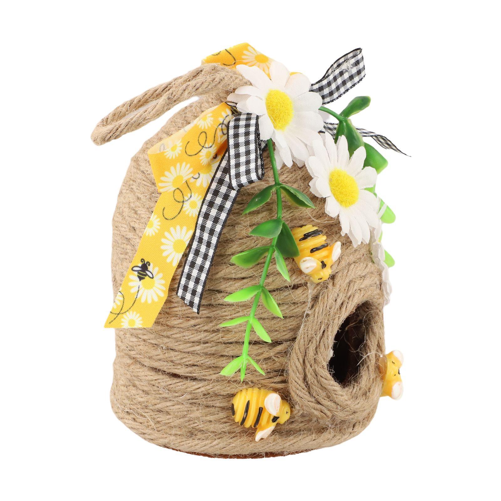 

Bee Hive House Decor Hemp Rope Honey Bee Hives With Small Sunflower Bedrooms Living Rooms Outdoor Garden Decoration