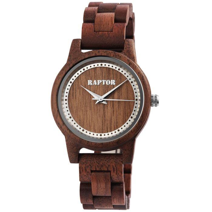 Montre femme - RAPTOR - Attilas - Bois de noyer - Boîtier 37 mm - Quartz Miyota 2035