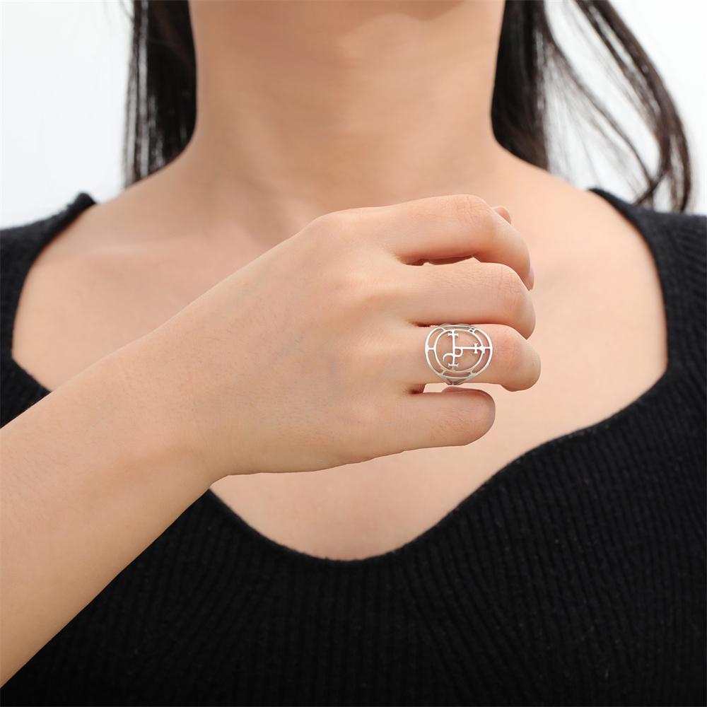  Fashion Sigil of Lilith Ring for Woman Stainless Steel Demon Seal Geometric Ring Solomon Magic Protection Amulet Jewelry