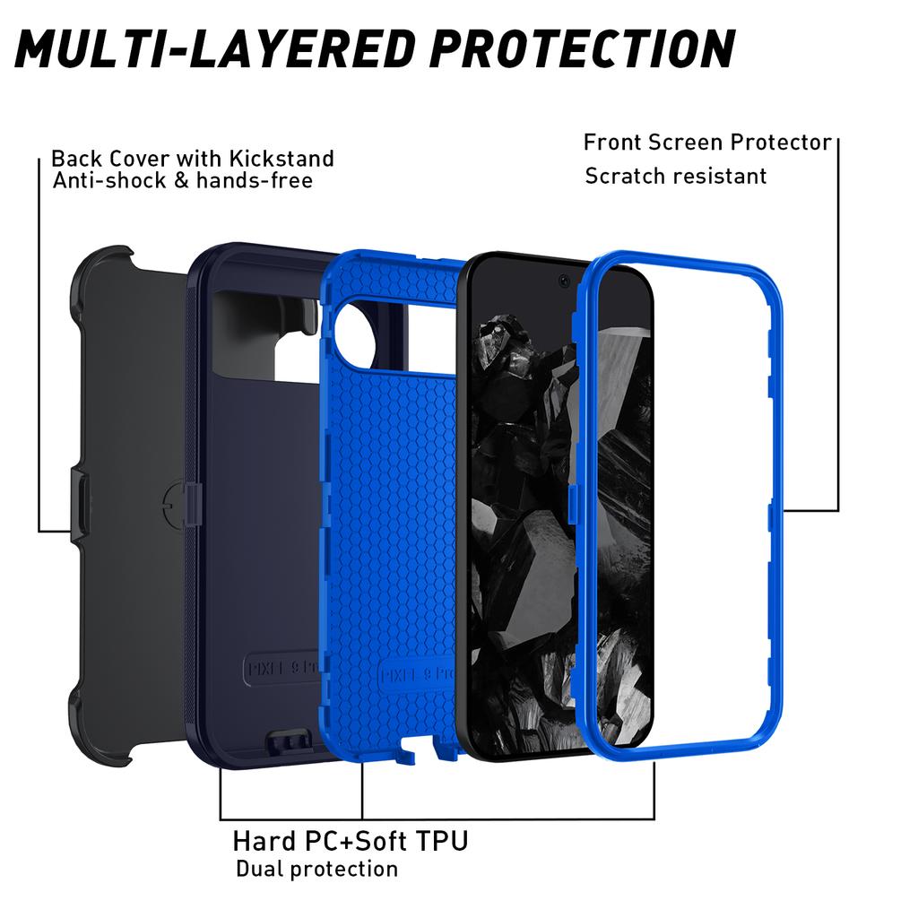 Rugged OTT Armor Box With Clip Shockproof Case For Google Pixel 10 9 8 ProXL Heavy Dual Layer Enhanced Anti-Drop Protect Cover